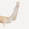 imageBABEYOND Long Satin Opera Gloves  Pageant Feather Gloves 1920s Stretchy Elbow Gloves for Halloween Costume Evening PartyChampagne