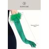imageBABEYOND Long Satin Opera Gloves  Pageant Feather Gloves 1920s Stretchy Elbow Gloves for Halloween Costume Evening PartyDark Green