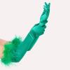 imageBABEYOND Long Satin Opera Gloves  Pageant Feather Gloves 1920s Stretchy Elbow Gloves for Halloween Costume Evening PartyDark Green
