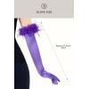 imageBABEYOND Long Satin Opera Gloves  Pageant Feather Gloves 1920s Stretchy Elbow Gloves for Halloween Costume Evening PartyPurple
