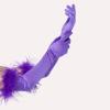 imageBABEYOND Long Satin Opera Gloves  Pageant Feather Gloves 1920s Stretchy Elbow Gloves for Halloween Costume Evening PartyPurple
