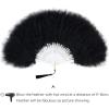 imageBABEYOND Marabou Feather Fan 20s Vintage Folding Fan Flapper Hand Fan for Costume Dancing Show Tea Party Wedding Decoration PinkPink RibBlack