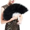 imageBABEYOND Marabou Feather Fan 20s Vintage Folding Fan Flapper Hand Fan for Costume Dancing Show Tea Party Wedding Decoration PinkPink RibBlack