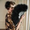 imageBABEYOND Marabou Feather Fan 20s Vintage Folding Fan Flapper Hand Fan for Costume Dancing Show Tea Party Wedding Decoration PinkPink RibBlackblack Rib