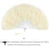 imageBABEYOND Marabou Feather Fan 20s Vintage Folding Fan Flapper Hand Fan for Costume Dancing Show Tea Party Wedding Decoration PinkPink RibChampagne
