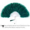 imageBABEYOND Marabou Feather Fan 20s Vintage Folding Fan Flapper Hand Fan for Costume Dancing Show Tea Party Wedding Decoration PinkPink RibDark Green
