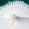 imageBABEYOND Marabou Feather Fan 20s Vintage Folding Fan Flapper Hand Fan for Costume Dancing Show Tea Party Wedding Decoration PinkPink RibDark Green