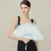 imageBABEYOND Marabou Feather Fan 20s Vintage Folding Fan Flapper Hand Fan for Costume Dancing Show Tea Party Wedding Decoration PinkPink RibOff White