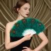 imageBABEYOND Marabou Feather Fan 20s Vintage Folding Fan Flapper Hand Fan for Costume Dancing Show Tea Party Wedding Decoration PinkPink RibPeacock Dark Green