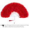 imageBABEYOND Marabou Feather Fan 20s Vintage Folding Fan Flapper Hand Fan for Costume Dancing Show Tea Party Wedding Decoration PinkPink RibRed
