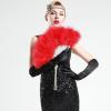 imageBABEYOND Marabou Feather Fan 20s Vintage Folding Fan Flapper Hand Fan for Costume Dancing Show Tea Party Wedding Decoration PinkPink RibRed