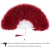 imageBABEYOND Marabou Feather Fan 20s Vintage Folding Fan Flapper Hand Fan for Costume Dancing Show Tea Party Wedding Decoration PinkPink RibWine Red