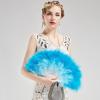 imageBABEYOND Marabou Feather Fan 20s Vintage Folding Fan Flapper Hand Fan for Costume Dancing Show Tea Party Wedding Decoration PinkPink RibYgradient Blue
