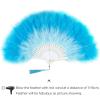 imageBABEYOND Marabou Feather Fan 20s Vintage Folding Fan Flapper Hand Fan for Costume Dancing Show Tea Party Wedding Decoration PinkPink RibYgradient Blue