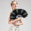 imageBABEYOND Marabou Feather Fan 20s Vintage Folding Fan Flapper Hand Fan for Costume Dancing Show Tea Party Wedding Decoration PinkPink RibZblackpeacockblack Rib