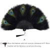 imageBABEYOND Marabou Feather Fan 20s Vintage Folding Fan Flapper Hand Fan for Costume Dancing Show Tea Party Wedding Decoration PinkPink RibZblackpeacockblack Rib