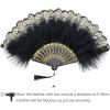 imageBABEYOND Marabou Feather Fan 20s Vintage Folding Fan Flapper Hand Fan for Costume DancingBlack