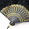 imageBABEYOND Marabou Feather Fan 20s Vintage Folding Fan Flapper Hand Fan for Costume DancingBlack
