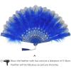 imageBABEYOND Marabou Feather Fan 20s Vintage Folding Fan Flapper Hand Fan for Costume DancingDark Blue
