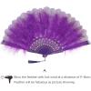 imageBABEYOND Marabou Feather Fan 20s Vintage Folding Fan Flapper Hand Fan for Costume DancingPurple