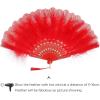 imageBABEYOND Marabou Feather Fan 20s Vintage Folding Fan Flapper Hand Fan for Costume DancingRed