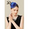 imageBABEYOND Mini Top Hat Fascinator Headband Feather Top Hat for Derby Tea PartyBlue