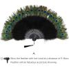 imageBABEYOND Peacock Marabou Feather Fan  Roaring 20s Vintage Style Flapper Accessories for Costume Halloween Tea PartyBlackblack Rib
