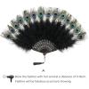 imageBABEYOND Peacock Marabou Feather Fan  Roaring 20s Vintage Style Flapper Accessories for Costume Halloween Tea PartyBlackgold Rib