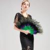 imageBABEYOND Peacock Marabou Feather Fan  Roaring 20s Vintage Style Flapper Accessories for Costume Halloween Tea PartyGreen  PurpleWhite Rib