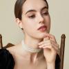 imageBABEYOND Round Imitation Pearl Choker Necklace Multi Strands Choker 20s Flapper Necklace Accessories for Gatsby Themed Party3layer