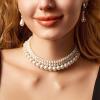 imageBABEYOND Round Imitation Pearl Choker Necklace Multi Strands Choker 20s Flapper Necklace Accessories for Gatsby Themed Party3layer2