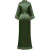 imageBABEYOND Satin Kimono Robe Silky Long Bridesmaid Wedding Lightweight Bath Robe with Lace TrimArmy Green