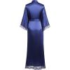 imageBABEYOND Satin Kimono Robe Silky Long Bridesmaid Wedding Lightweight Bath Robe with Lace TrimBlue