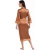imageBABEYOND Satin Kimono Robe Silky Long Bridesmaid Wedding Lightweight Bath Robe with Lace TrimCaramel