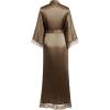 imageBABEYOND Satin Kimono Robe Silky Long Bridesmaid Wedding Lightweight Bath Robe with Lace TrimCoffee