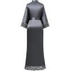 imageBABEYOND Satin Kimono Robe Silky Long Bridesmaid Wedding Lightweight Bath Robe with Lace TrimDark Gray