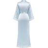 imageBABEYOND Satin Kimono Robe Silky Long Bridesmaid Wedding Lightweight Bath Robe with Lace TrimLight Blue