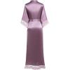 imageBABEYOND Satin Kimono Robe Silky Long Bridesmaid Wedding Lightweight Bath Robe with Lace TrimLight Purple