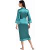 imageBABEYOND Satin Kimono Robe Silky Long Bridesmaid Wedding Lightweight Bath Robe with Lace TrimPeacock Blue