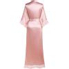 imageBABEYOND Satin Kimono Robe Silky Long Bridesmaid Wedding Lightweight Bath Robe with Lace TrimPink