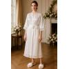 imageBABEYOND Satin Kimono Robe Silky Long Bridesmaid Wedding Lightweight Bath Robe with Lace TrimWhite