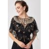 imageBABEYOND Sequin Beaded Evening Cape 1920s Fringed Shawl Wraps Wedding Bridal Shawl ScarfBlack Gold