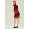 imageBABEYOND Sequin Dresses for Women  Wrap Bodycon Party Dress Ruched Fringe Sexy Night ClubwearRed