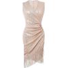 imageBABEYOND Sequin Dresses for Women  Wrap Bodycon Party Dress Ruched Fringe Sexy Night ClubwearRose Gold