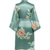 imageBABEYOND Short Kimono Bath Robe Blouse Satin Silky Kimono Cover Up Loose Cardigan Sleepwear Wedding RobeGreen