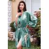 imageBABEYOND Short Kimono Bath Robe Blouse Satin Silky Kimono Cover Up Loose Cardigan Sleepwear Wedding RobeGreen
