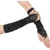 imageBABEYOND Short Opera Party 20s Fingerless Satin Gloves Tea Party Stretchy Adult Size Elbow LengthBlack