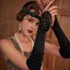imageBABEYOND Short Opera Party 20s Fingerless Satin Gloves Tea Party Stretchy Adult Size Elbow LengthBlack