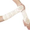 imageBABEYOND Short Opera Party 20s Fingerless Satin Gloves Tea Party Stretchy Adult Size Elbow LengthIvory