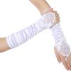 imageBABEYOND Short Opera Party 20s Fingerless Satin Gloves Tea Party Stretchy Adult Size Elbow LengthWhite